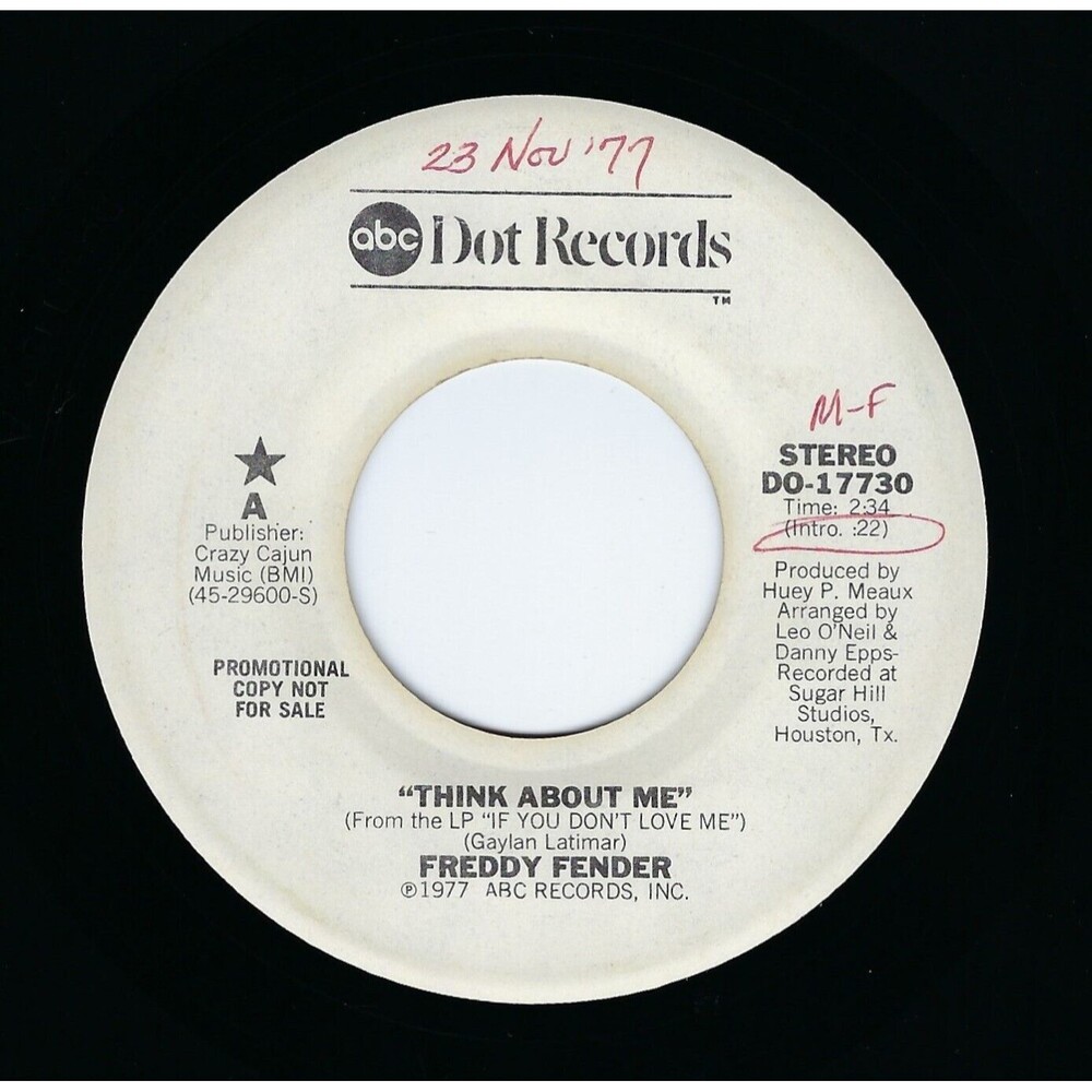 Freddy Fender Promo 45 Think About Me/If That's The Way You Want It VG+ Country